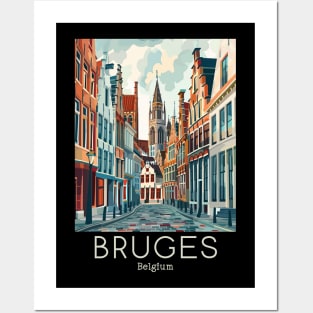 A Vintage Travel Illustration of Bruges - Belgium Posters and Art